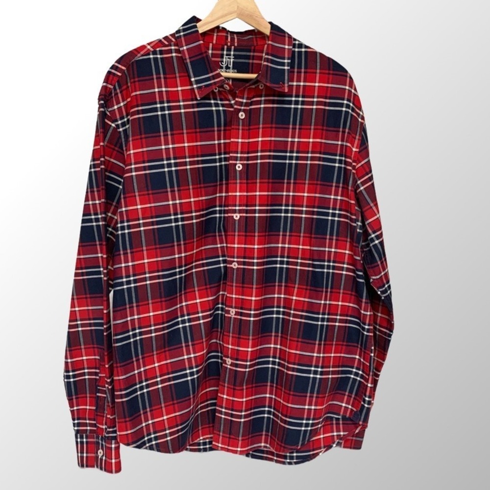 JT Jack Threads Mens‎ XL Plaid Heavy Cotton Button Down Shirt